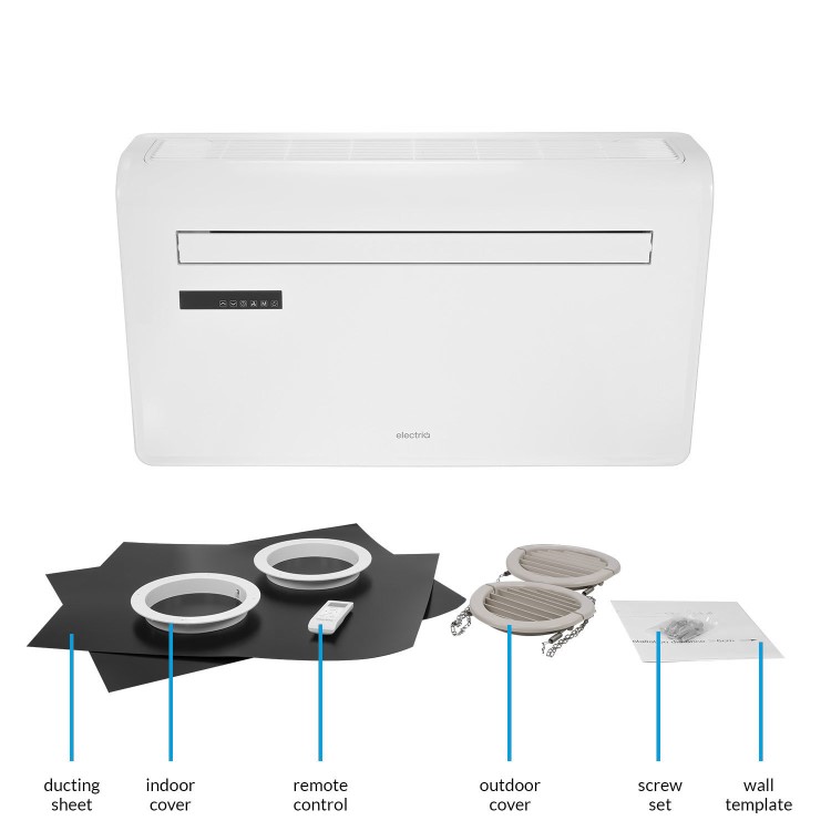 electriQ iQool 10000 BTU Wall Mounted Smart Air Conditioner with Heat Pump - No Outdoor Unit Needed