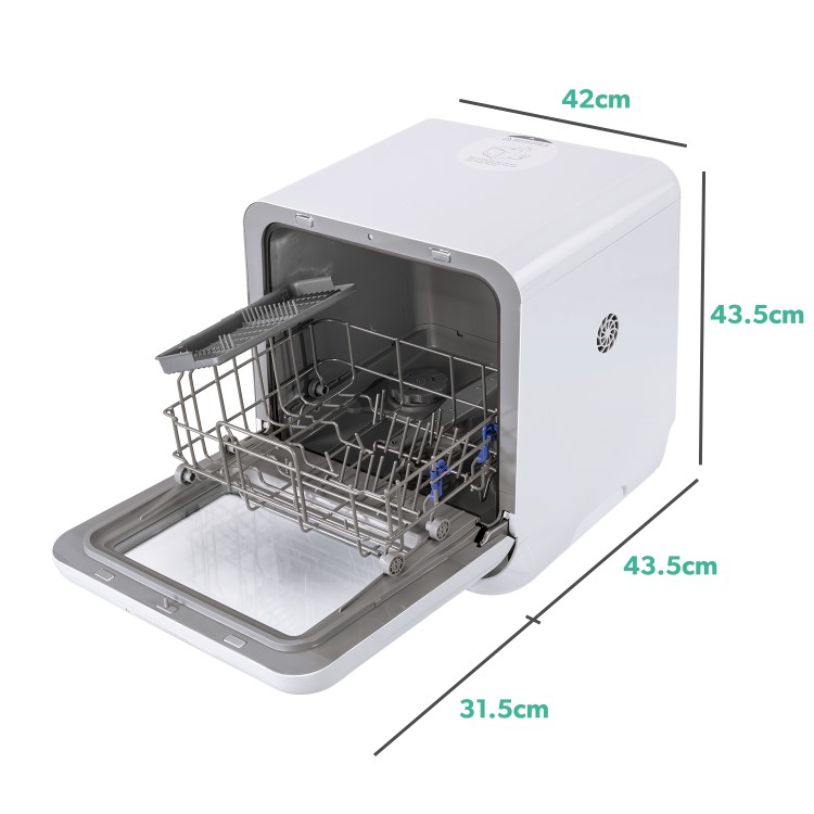 GRADE A3 - electriQ Freestanding Mini Table Top Portable Dishwasher - White