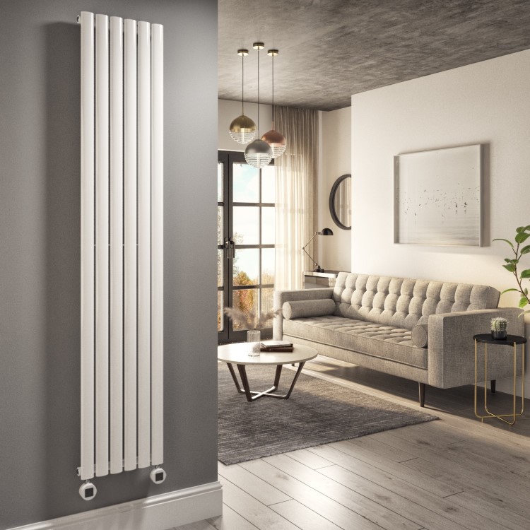 White Vertical Smart Electric Radiator with Wi-Fi Thermostat - 2000W - H1800xW354mm - Bathroom Safe