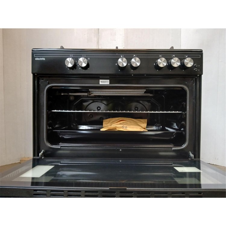 Refurbished electriQ EQRANGE90GASBLACK 90cm Single Oven Gas Range Cooker Black