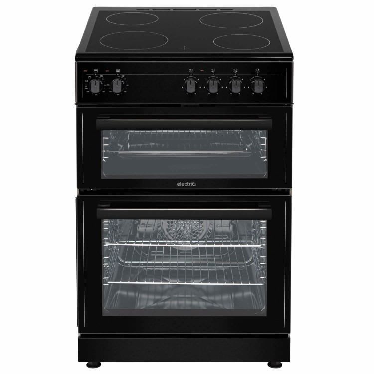 Refurbished electriQ EQEC60B5 60cm Double Oven Electric Cooker Black
