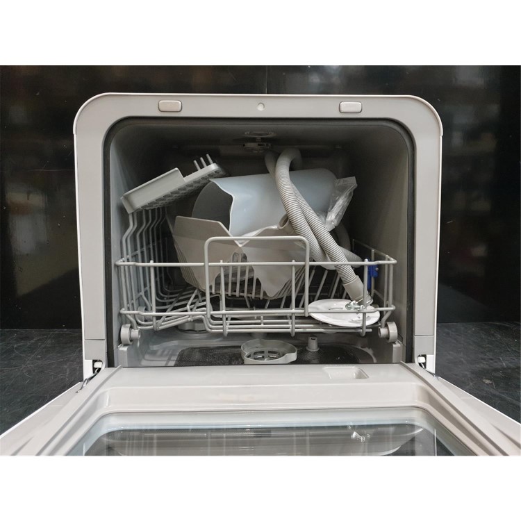 Refurbished electriQ EQDWTTGF 2 Place Table Top Dishwasher with Glass Front White