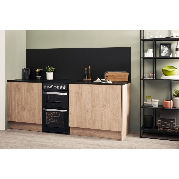 Refurbished Hotpoint HD5V93CCB 50cm Electric Cooker With Ceramic Hob