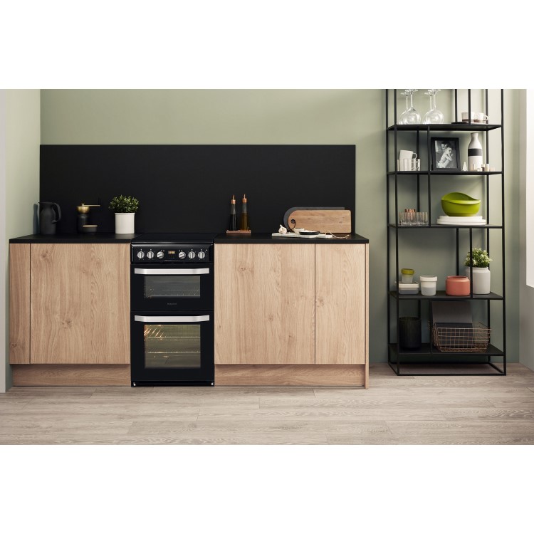 Refurbished Hotpoint HD5V93CCB 50cm Electric Cooker With Ceramic Hob