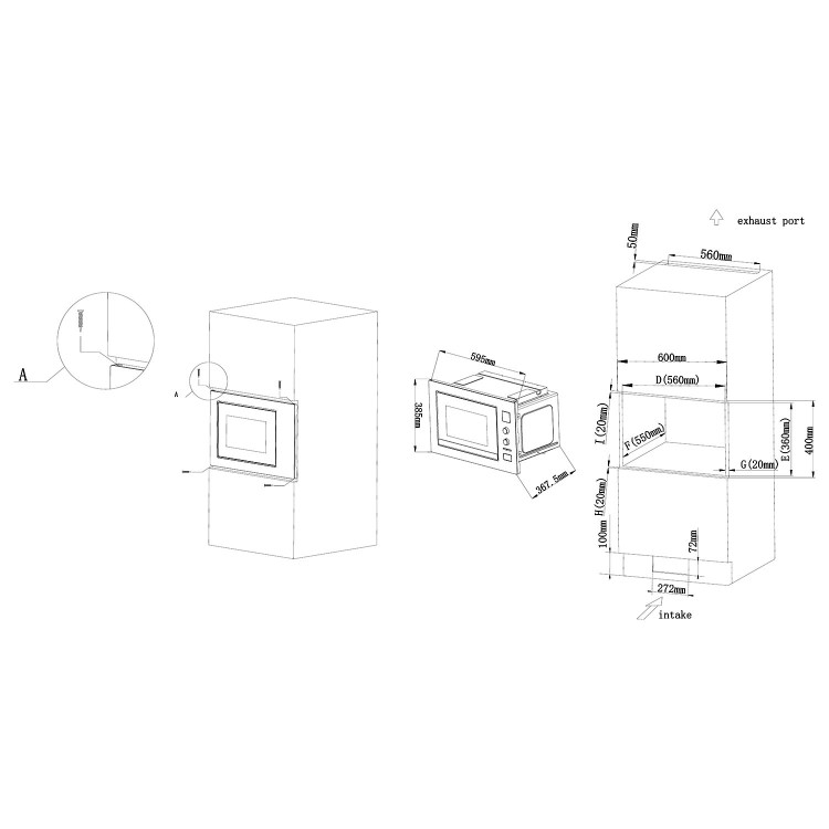 electriQ Built-In Microwave - Dark Inox