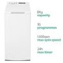 Refurbished electriQ eiQWMTL8 Freestanding 8KG 1300 Spin Top Loading Washing Machine White