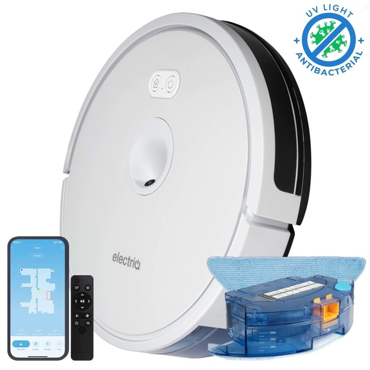 Refurbished electriQ TONY Robotic Vacuum Cleaner and Mop - 4000Pa Suction - White