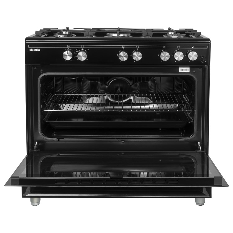 Refurbished electriQ EQRANGE90GASBLACK 90cm Gas Single Oven Range Cooker Black