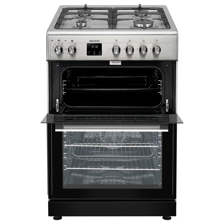 Refurbished electriQ EQDFC360SS 60cm Dual Fuel Cooker with Double Oven Stainless Steel