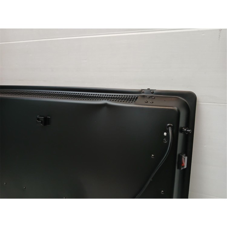 Refurbished electriQ 2000W Smart Designer Glass Panel Heater - Wall Mountable & Bathroom Safe - Black