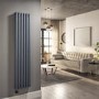 Anthracite Vertical Smart Electric Radiator with Wi-Fi Thermostat - 1200W - Double Panel H1600xW354mm - Bathroom Safe