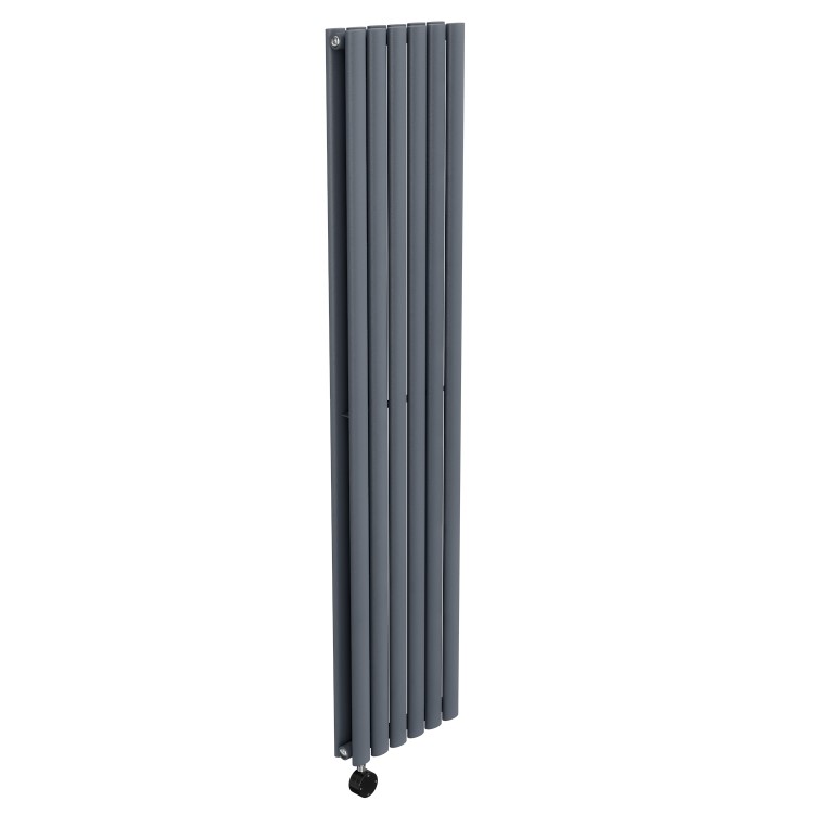 Anthracite Vertical Smart Electric Radiator with Wi-Fi Thermostat - 1200W - Double Panel H1600xW354mm - Bathroom Safe