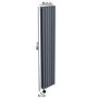 Anthracite Vertical Smart Electric Radiator with Wi-Fi Thermostat - 1200W - Double Panel H1600xW354mm - Bathroom Safe