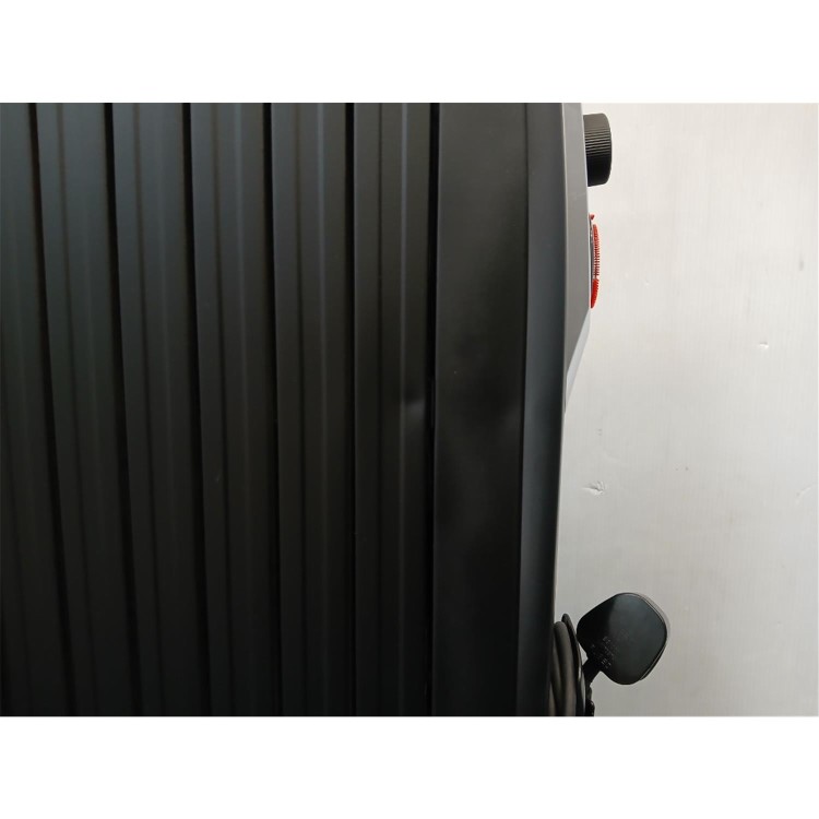 electriQ 2000W Oil Filled Radiator with Thermostat and 24 hr Timer - Black