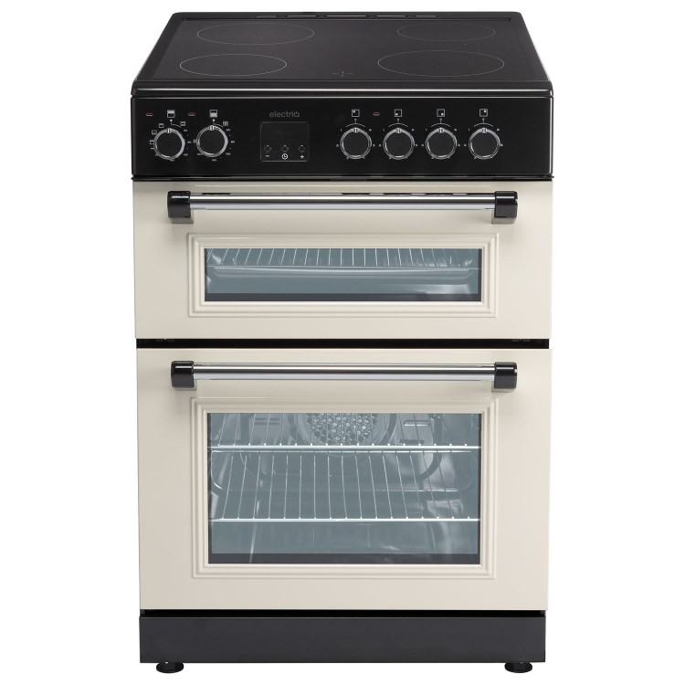 Refurbished electriQ 60cm Double Oven Electric Cooker - Cream