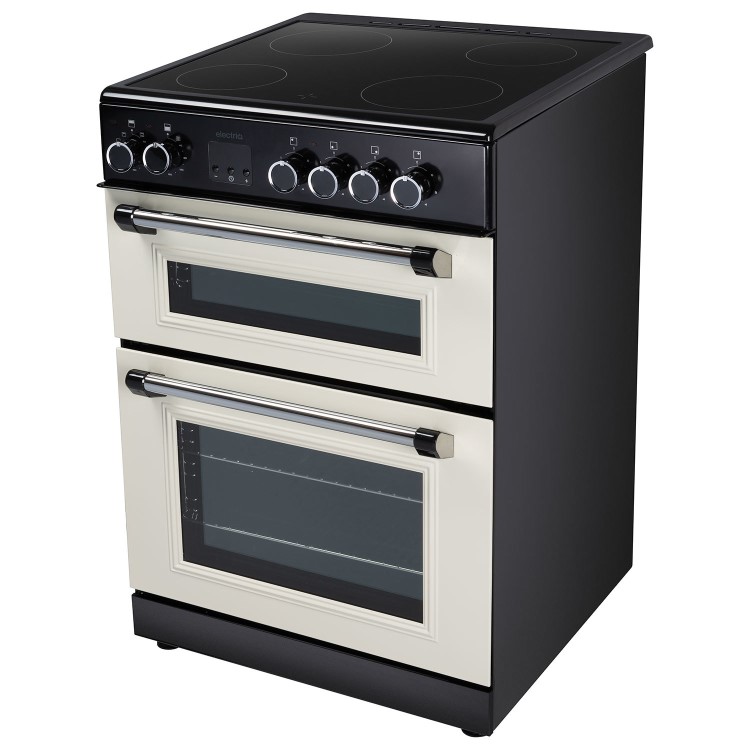 Refurbished electriQ 60cm Double Oven Electric Cooker - Cream