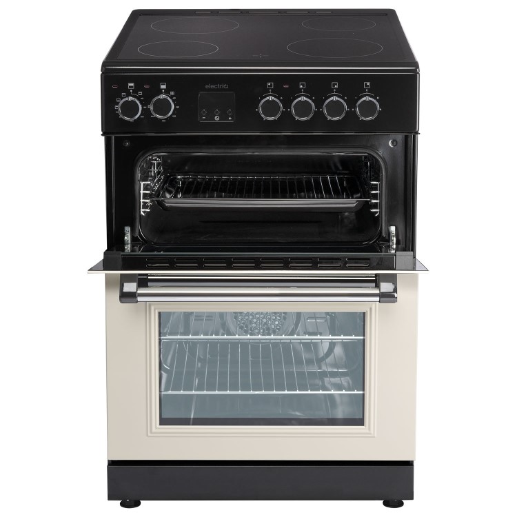 Refurbished electriQ 60cm Double Oven Electric Cooker - Cream