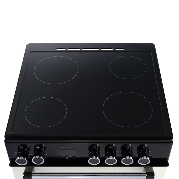 Refurbished electriQ 60cm Double Oven Electric Cooker - Cream