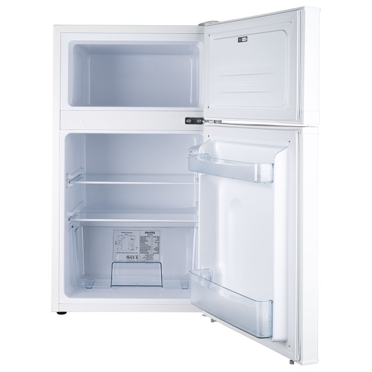 Refurbished electriQ eiQUFFW Freestanding 80 Litre Under Counter Fridge Freezer White
