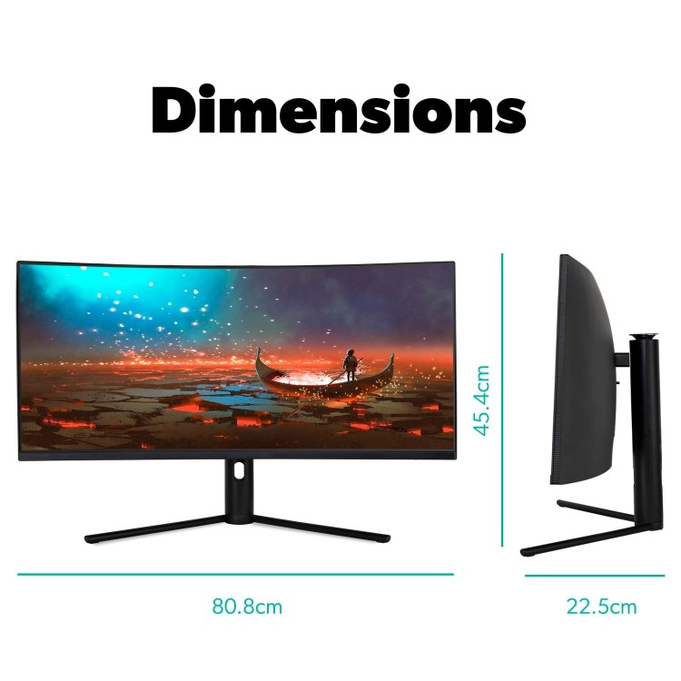 electriQ 34" QLED WQHD 180Hz 1ms UltraWide Curved Gaming Monitor