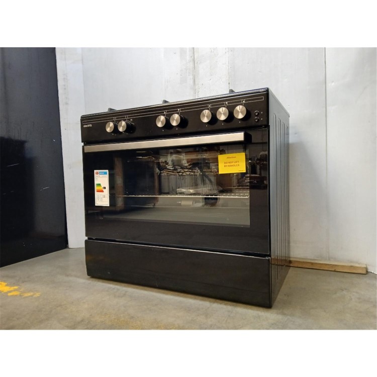 GRADE A2 - electriQ 90cm Gas Single Oven Range Cooker - Black