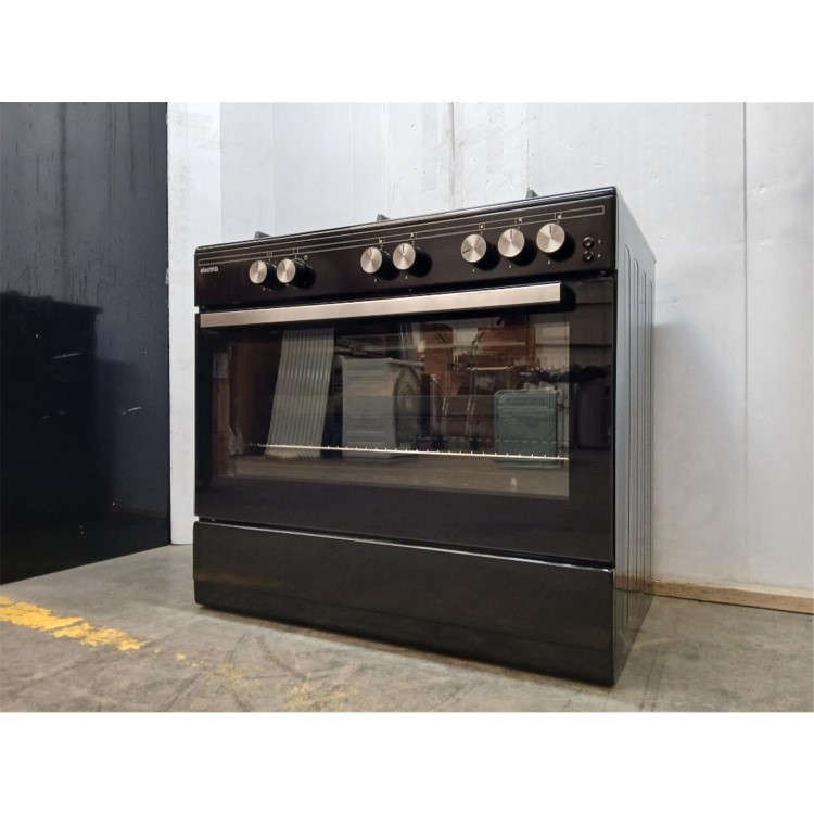 GRADE A3 - electriQ 90cm Gas Single Oven Range Cooker - Black