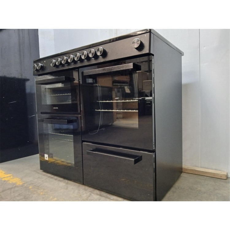 GRADE A3 - electriQ 100cm Dual Fuel Range Cooker - Black