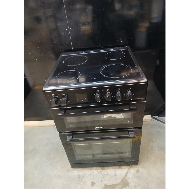 Refurbished ElectriQ 60cm Electric Twin Cavity Cooker With Ceramic Hob Black