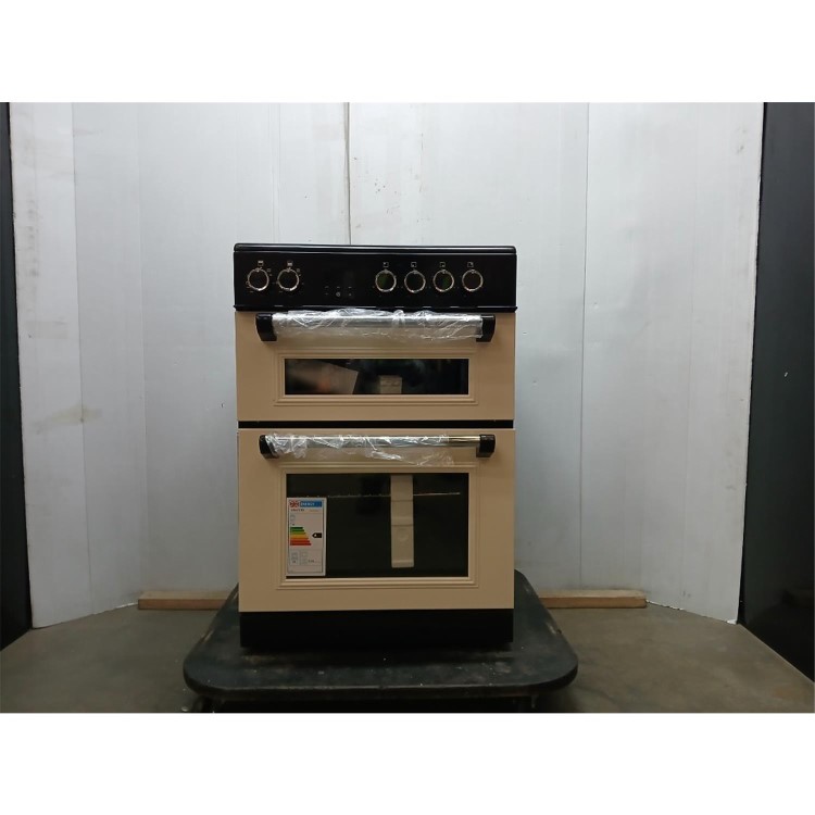 GRADE A3 - electriQ 60cm Double Oven Electric Cooker - Cream