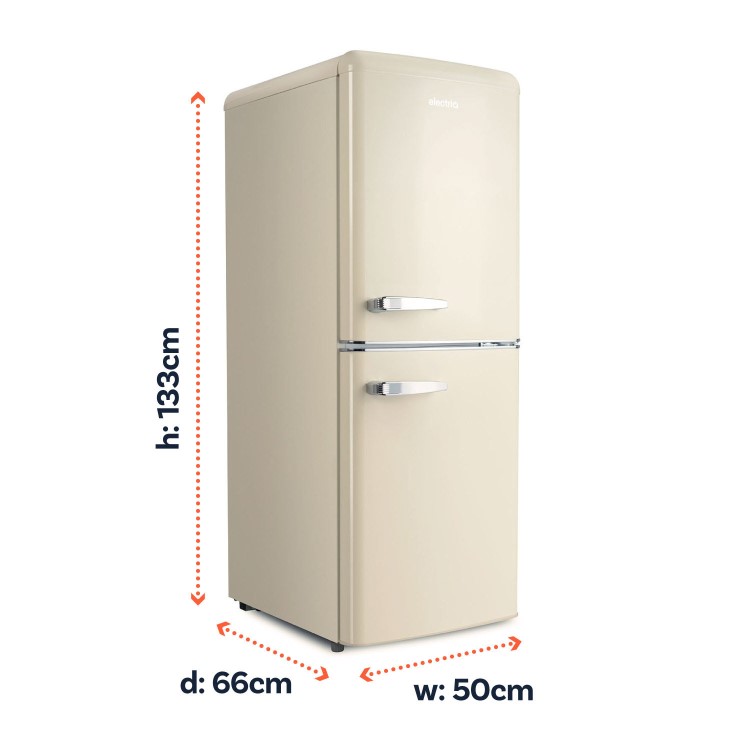 electriQ 153 Litre 60/40 Retro Freestanding Fridge Freezer - Cream Total No Frost