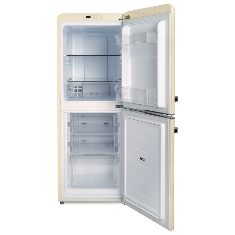 electriQ 153 Litre 60/40 Retro Freestanding Fridge Freezer - Cream Total No Frost