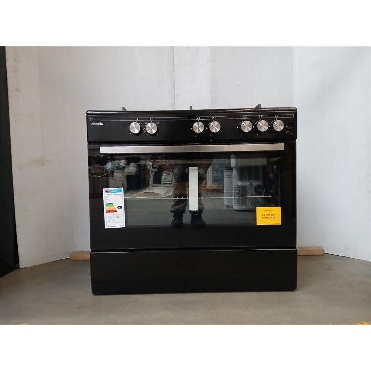 Refurbished electriQ 90cm Gas Range Cooker Black