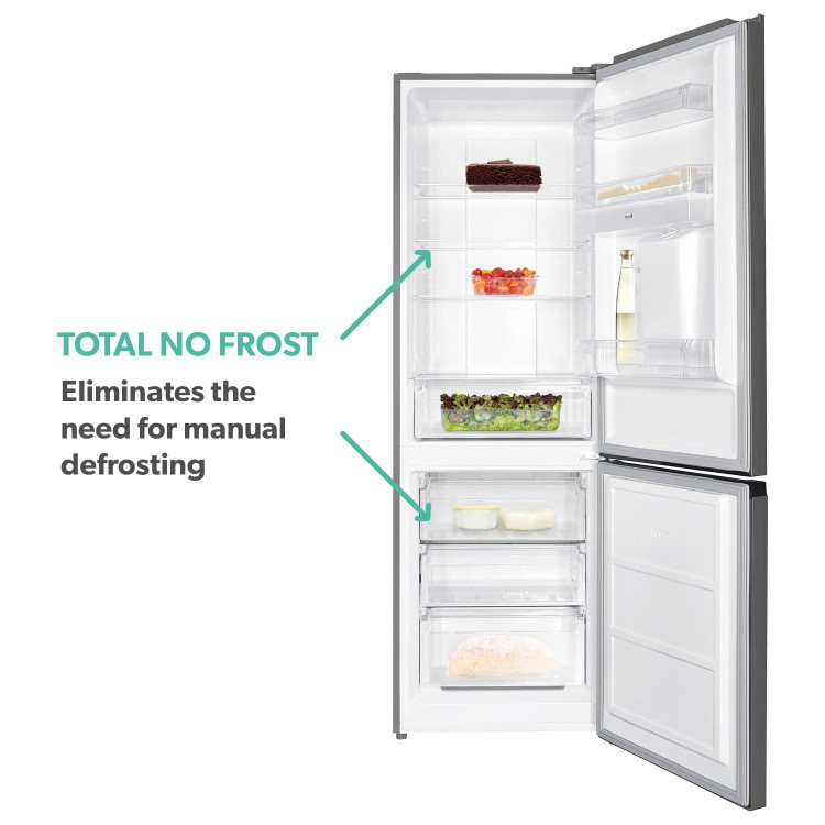 electriQ 291 Litre 60/40 Freestanding Fridge Freezer - Total No Frost in Stainless Steel