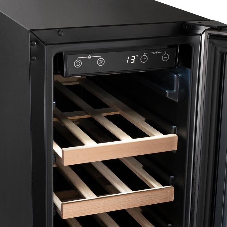 electriQ 18 Bottle Capacity 30cm Freestanding Under Counter Wine Cooler - Premium Dark Stainless Steel
