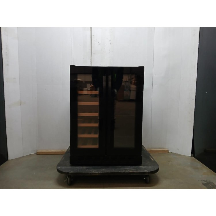 Refurbished electriQ Double Door Dual Zone Wine and Drinks Cooler - Black Glass