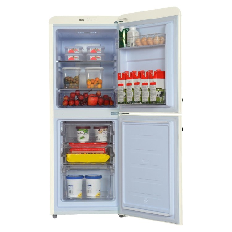 electriQ 153 Litre 60/40 Retro Freestanding Fridge Freezer - Cream Total No Frost