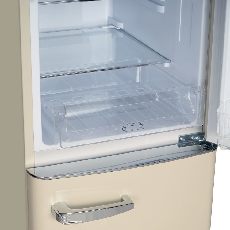 electriQ 153 Litre 60/40 Retro Freestanding Fridge Freezer - Cream Total No Frost