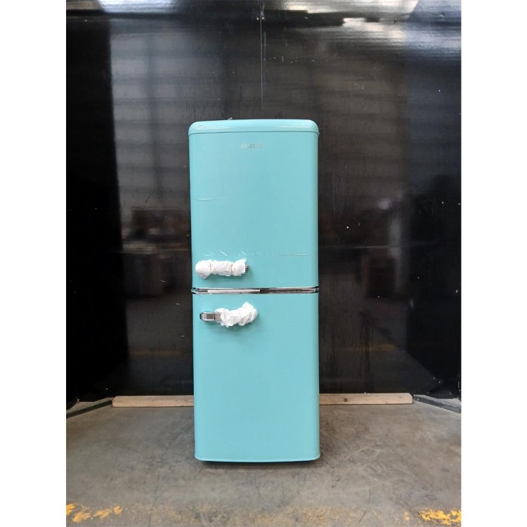 Refurbished electriQ 153 Litre 50/50 Retro Freestanding Fridge Freezer - Blue Total No Frost