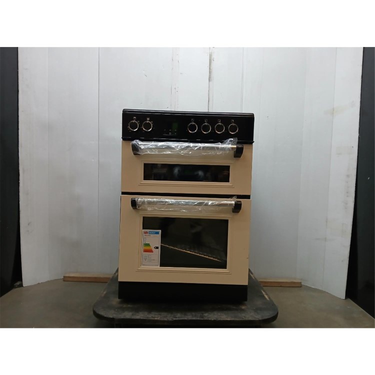 GRADE A2 - electriQ 60cm Double Oven Electric Cooker - Cream