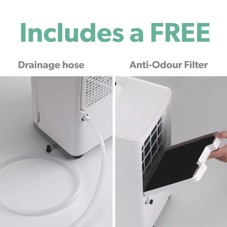Refurbished electriQ 10 Litre Dehumidifier with Humidistat Laundry Mode and Odour Filter
