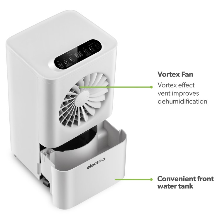 Refurbished electriQ 10 Litre Dehumidifier with Humidistat Laundry Mode and Odour Filter
