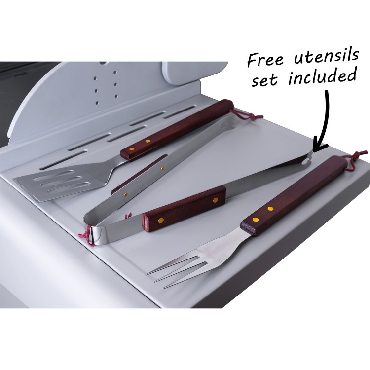 GRADE A2 - The Kentucky Premium 4 Burner Gas BBQ in Silver