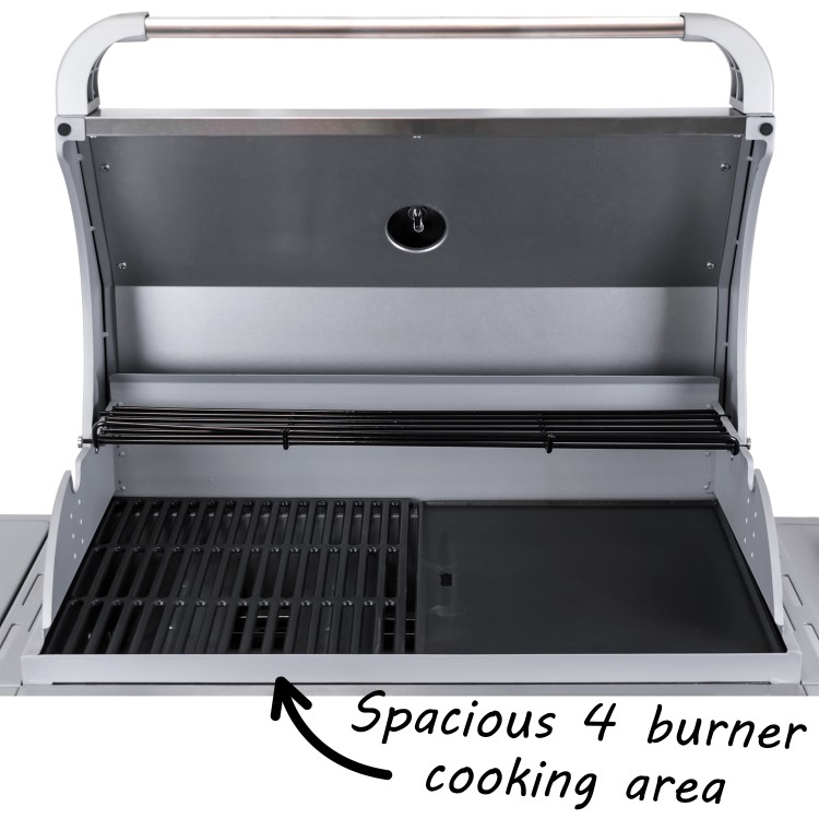 GRADE A2 - The Kentucky Premium 4 Burner Gas BBQ in Silver