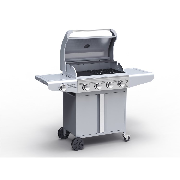 GRADE A2 - The Kentucky Premium 4 Burner Gas BBQ in Silver