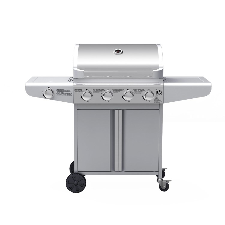 GRADE A2 - The Kentucky Premium 4 Burner Gas BBQ in Silver