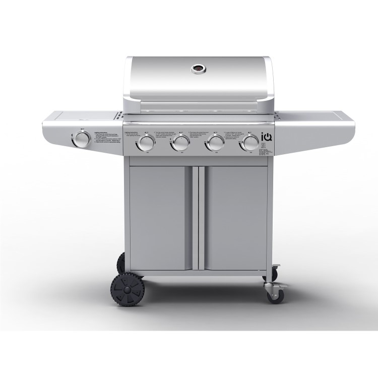 GRADE A2 - The Kentucky Premium 4 Burner Gas BBQ in Silver