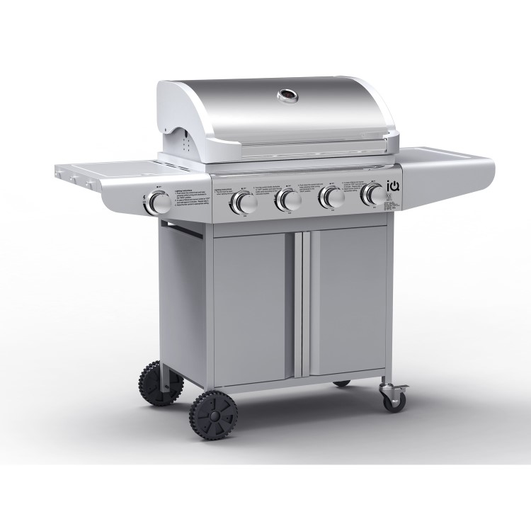 GRADE A2 - The Kentucky Premium 4 Burner Gas BBQ in Silver