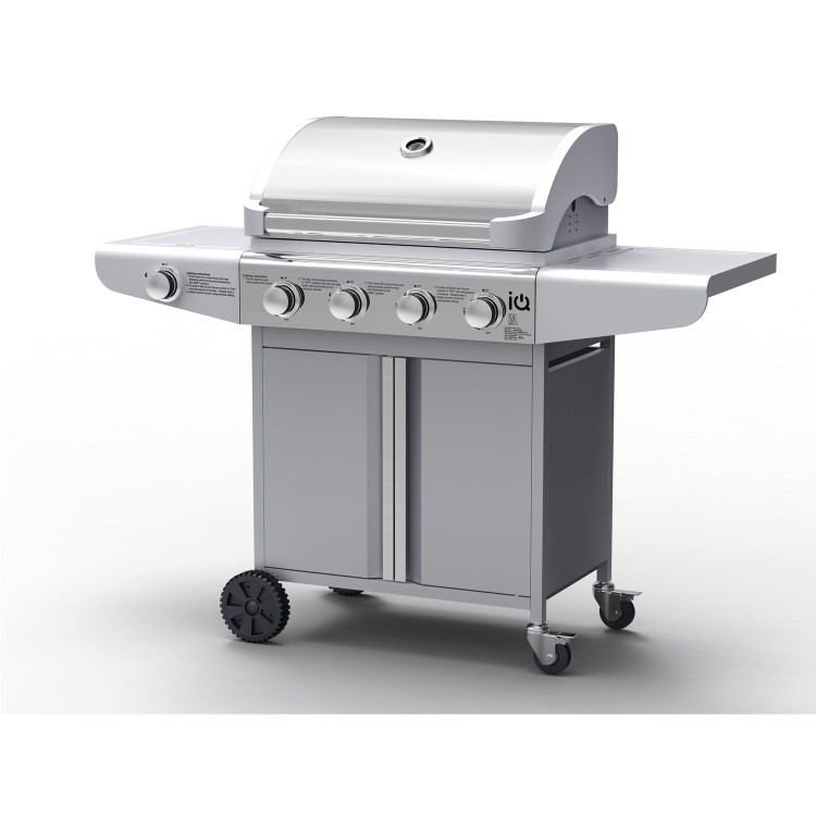 GRADE A2 - The Kentucky Premium 4 Burner Gas BBQ in Silver