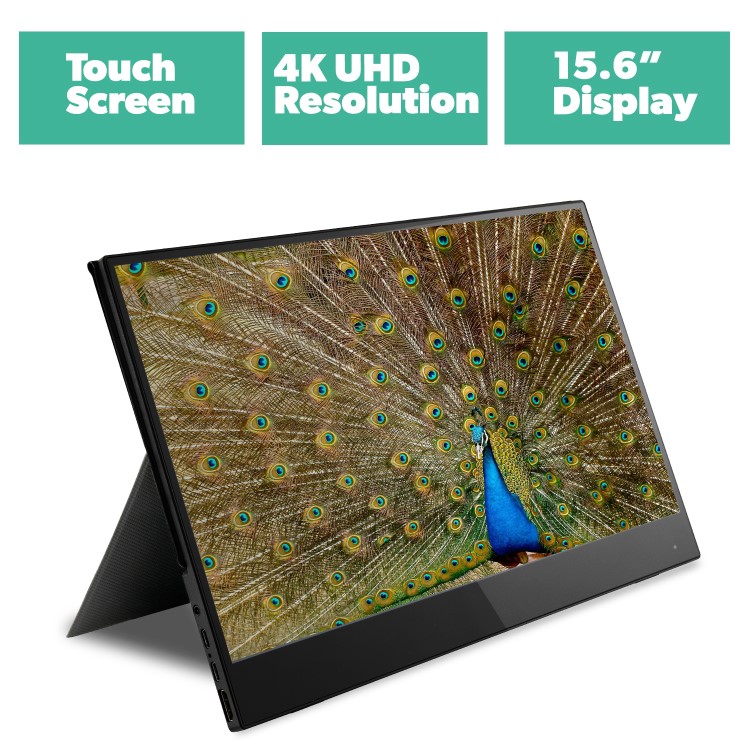 GRADE A2 - electriQ 15.6" IPS UHD 4K Touch Screen USB-C Portable Monitor