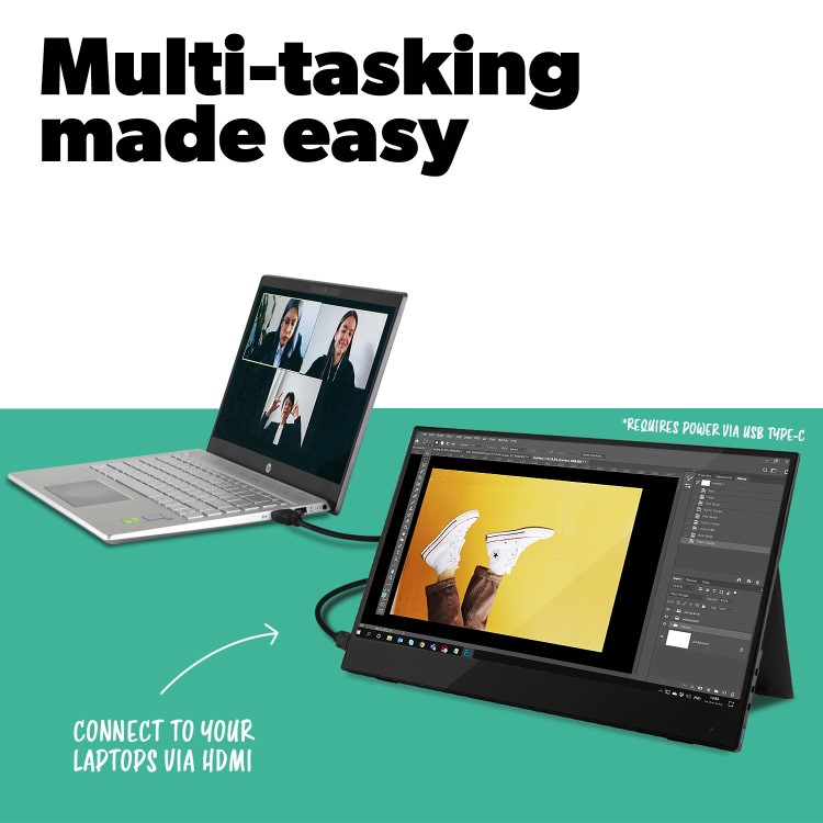 GRADE A2 - electriQ 15.6" IPS UHD 4K Touch Screen USB-C Portable Monitor